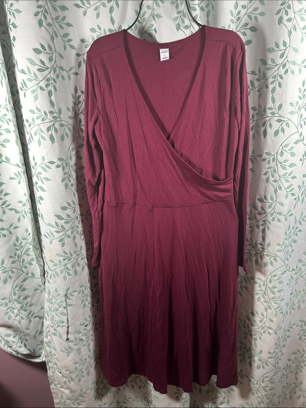 Old Navy Burgundy Wrap-Style Long Sleeve Dress